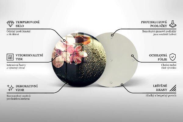 Tábua de vidro Flores pedras zen