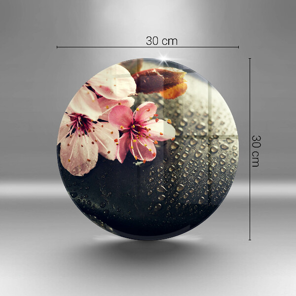 Tábua de vidro Flores pedras zen