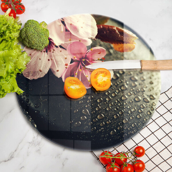 Tábua de vidro Flores pedras zen