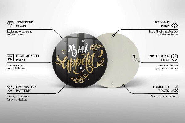 Tábua de cortar de vidro A inscrição Bon Appetit