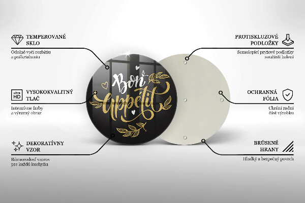 Tábua de cortar de vidro A inscrição Bon Appetit