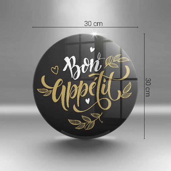 Tábua de cortar de vidro A inscrição Bon Appetit