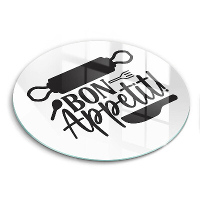 Tábua de corte de vidro A inscrição Bon Appetit