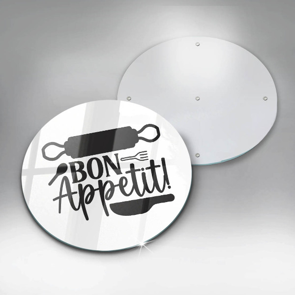 Tábua de corte de vidro A inscrição Bon Appetit