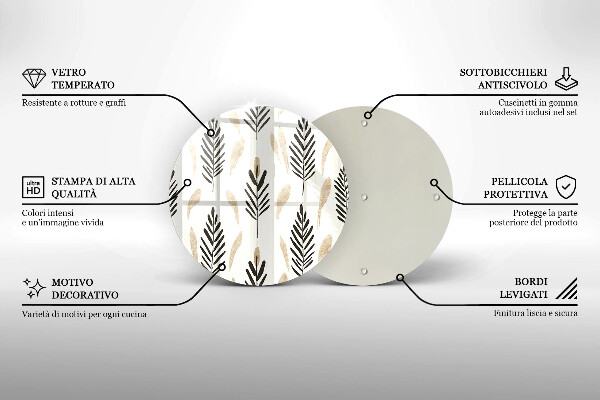 Tábua de vidro Plantas Boho