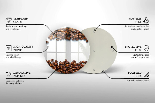 Tábua de corte de vidro Grãos de café