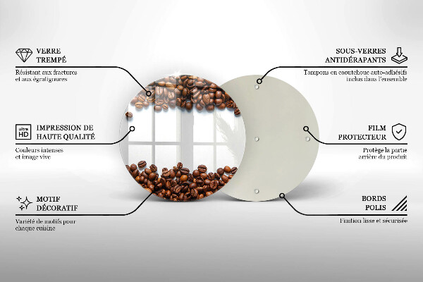 Tábua de corte de vidro Grãos de café