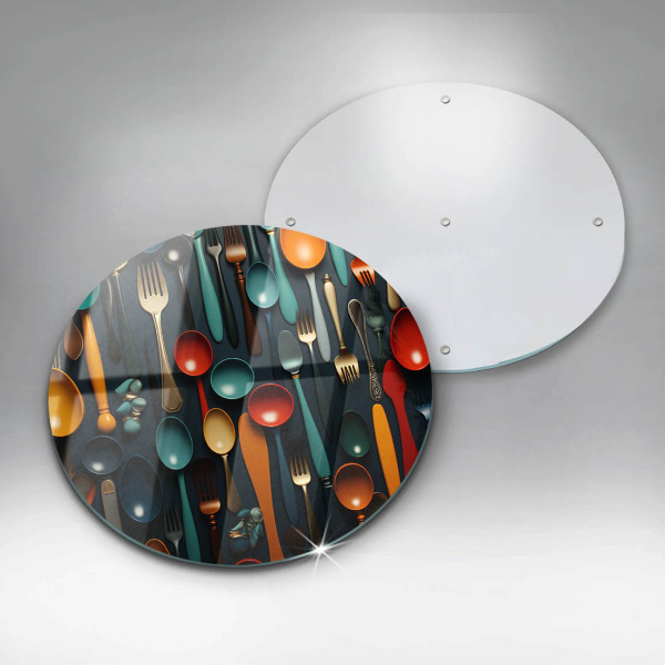 Tábua de corte Colheres e garfos coloridos