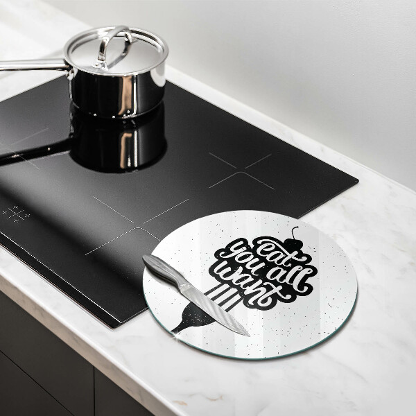 Tábua de cortar A inscrição Coma tudo que você quiser