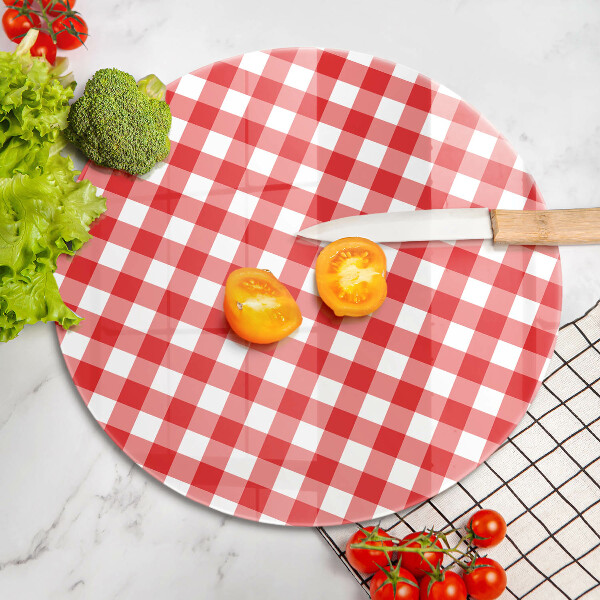 Tábua de corte de vidro Xadrez vermelho e branco