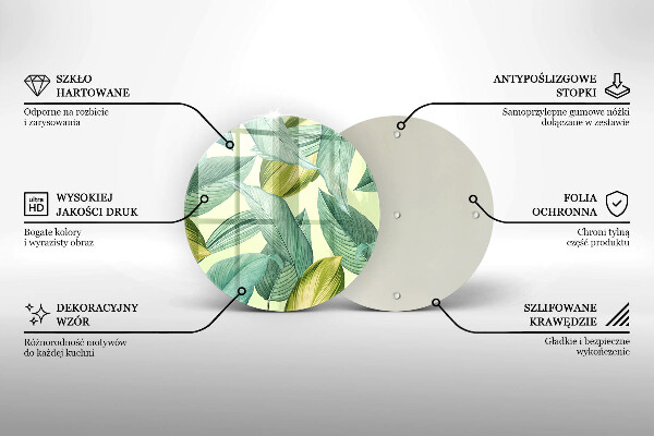 Tábua de cortar de vidro Folhas tropicais verdes