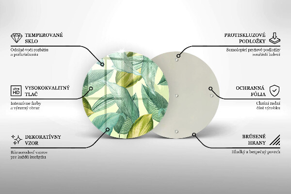 Tábua de cortar de vidro Folhas tropicais verdes