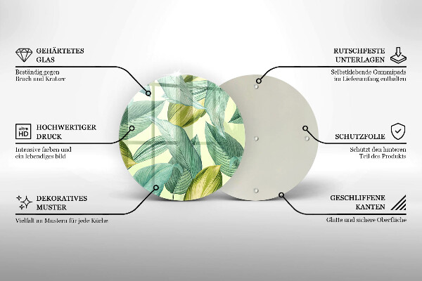 Tábua de cortar de vidro Folhas tropicais verdes