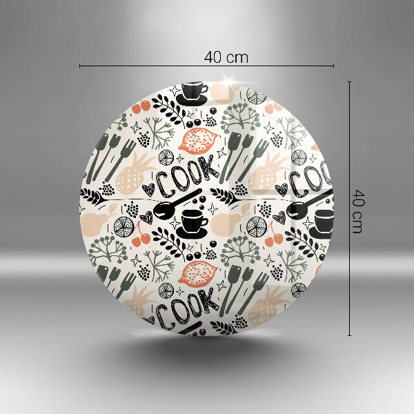 Tábua de corte de vidro Motivo de cozinha de desenho animado