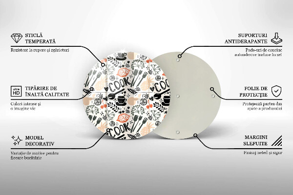 Tábua de corte de vidro Motivo de cozinha de desenho animado