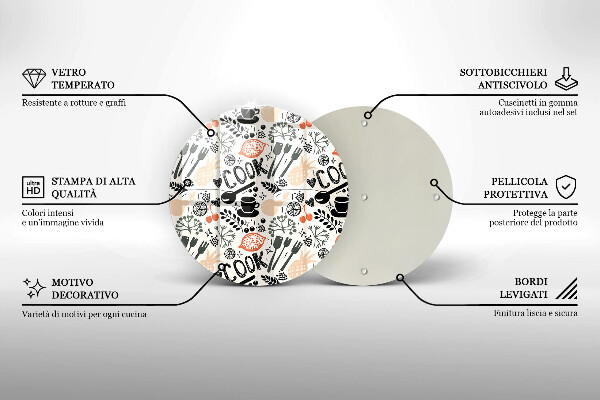 Tábua de corte de vidro Motivo de cozinha de desenho animado