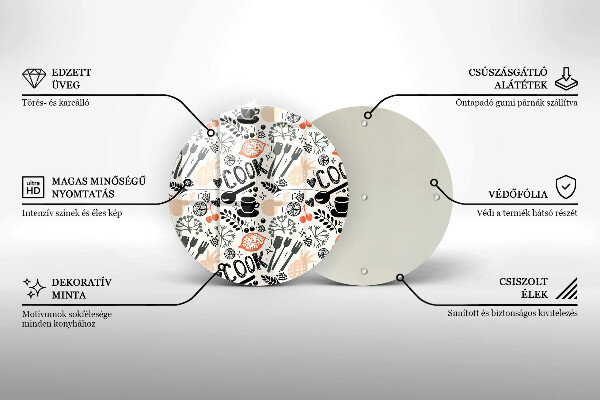 Tábua de corte de vidro Motivo de cozinha de desenho animado