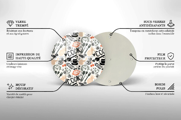 Tábua de corte de vidro Motivo de cozinha de desenho animado