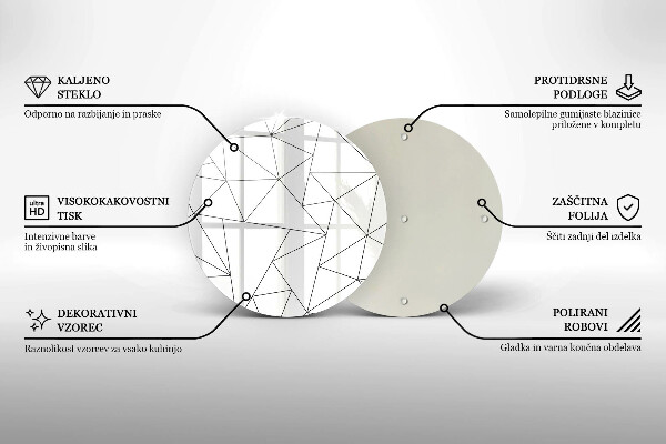 Tábua de vidro Triângulos brancos