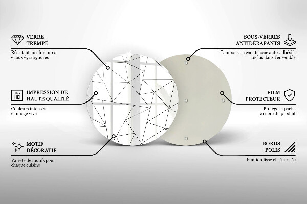 Tábua de vidro Triângulos brancos