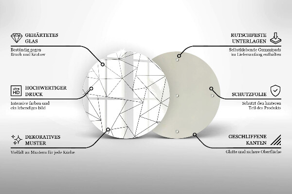 Tábua de vidro Triângulos brancos