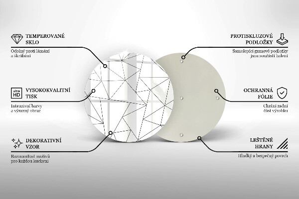 Tábua de vidro Triângulos brancos
