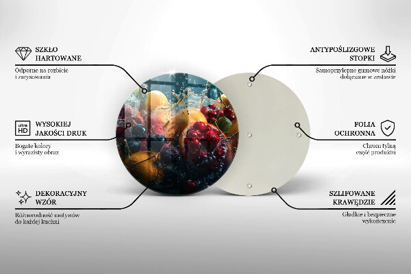 Tábua de cortar de vidro Fruta na água