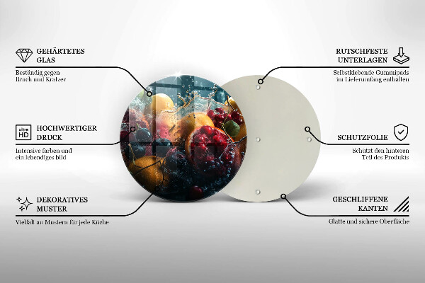 Tábua de cortar de vidro Fruta na água