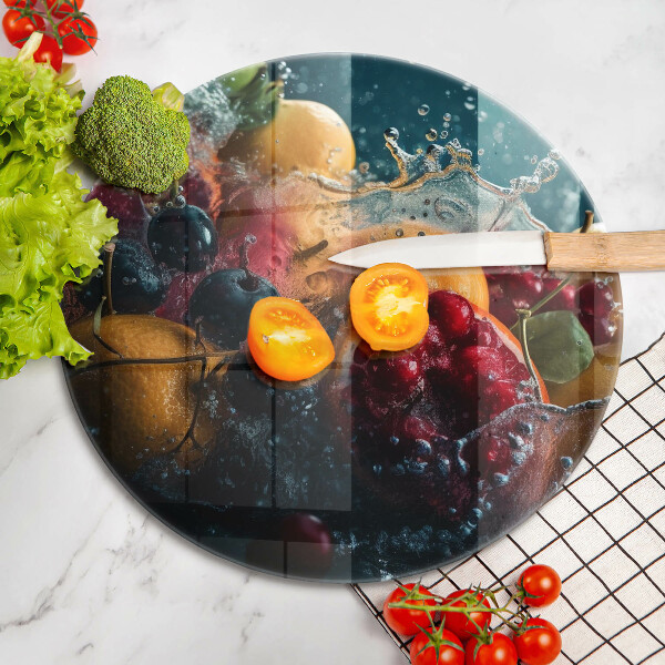 Tábua de cortar de vidro Fruta na água