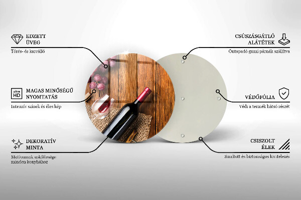 Tábua de cortar alimentos Uma garrafa de vinho tinto