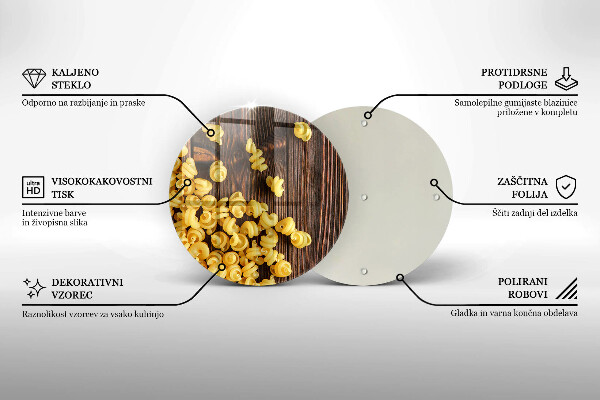 Tábua de cortar de vidro Massa na mesa