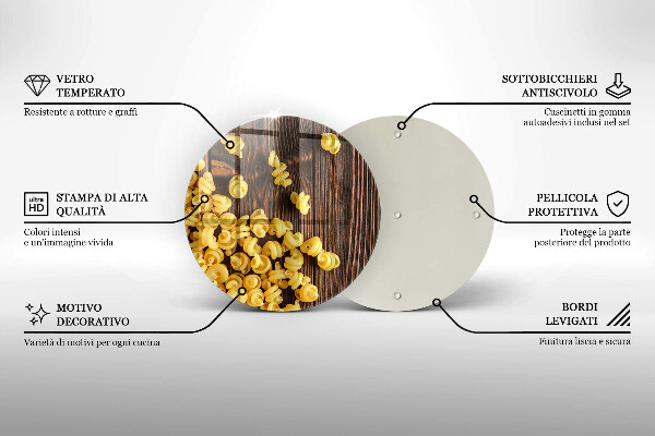 Tábua de cortar de vidro Massa na mesa