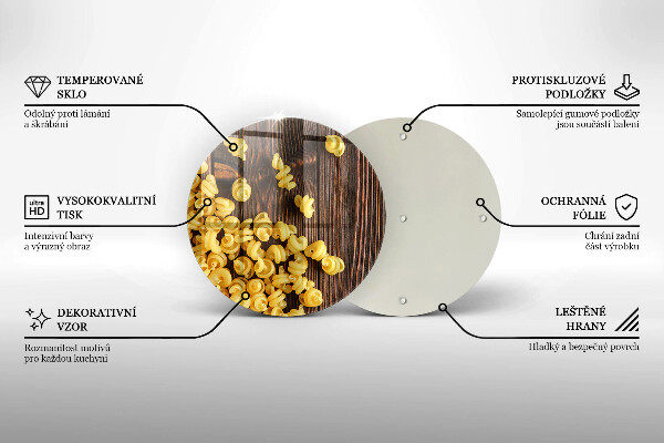 Tábua de cortar de vidro Massa na mesa