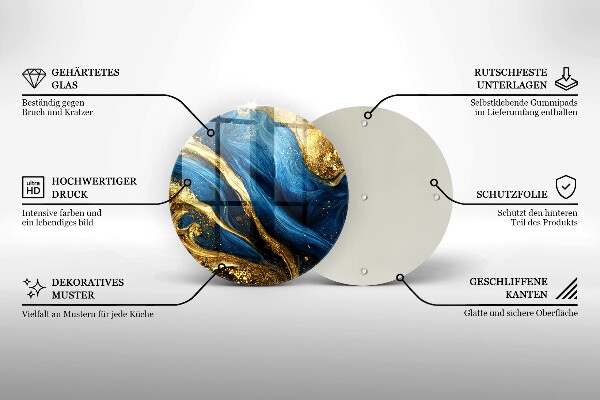 Tábua de cortar Mármore azul e dourado