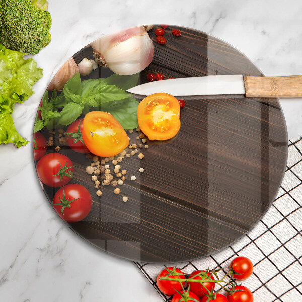 Tábua de vidro Vegetais na mesa