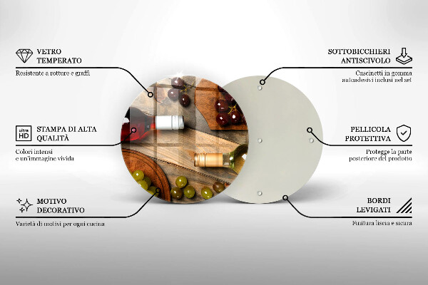 Tábua de cortar alimentos Garrafas de vinho e uvas