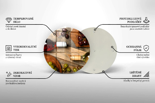 Tábua de cortar alimentos Garrafas de vinho e uvas