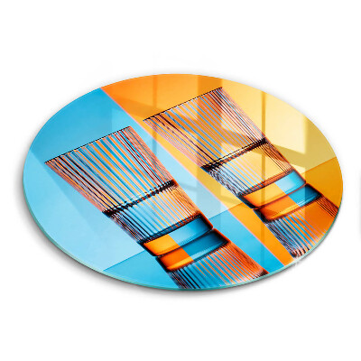 Tábua de corte de vidro Dois copos de água