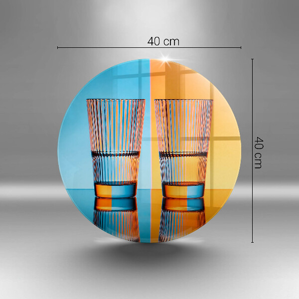 Tábua de corte de vidro Dois copos de água