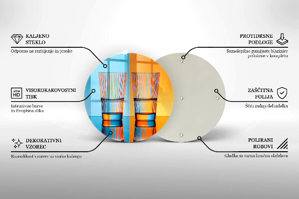 Tábua de corte de vidro Dois copos de água