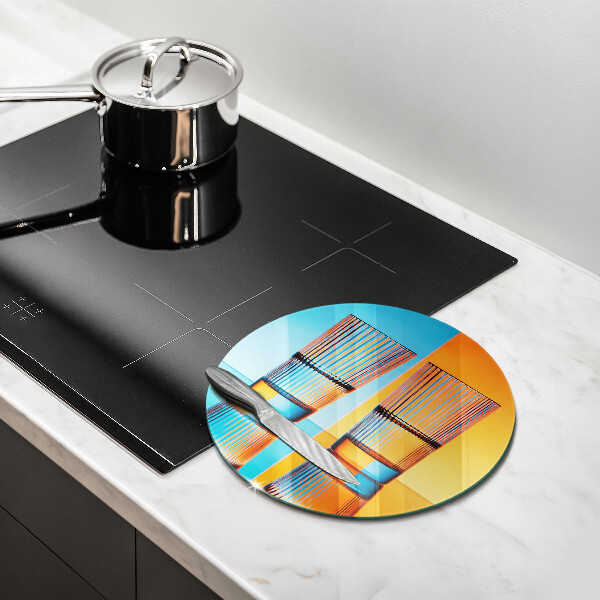 Tábua de corte de vidro Dois copos de água