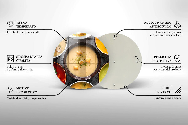 Tábua de cortar de vidro Sopas coloridas