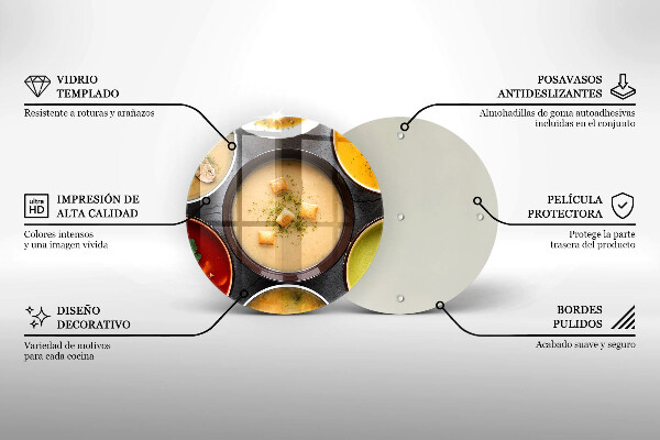 Tábua de cortar de vidro Sopas coloridas
