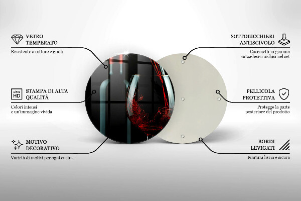 Tábua para cozinha Uma garrafa de vinho e um copo
