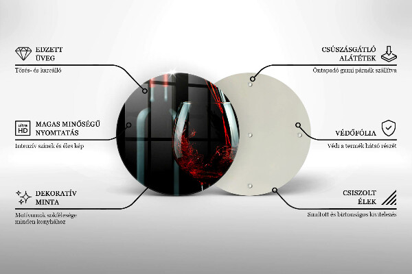 Tábua para cozinha Uma garrafa de vinho e um copo