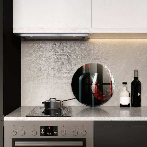 Tábua para cozinha Uma garrafa de vinho e um copo