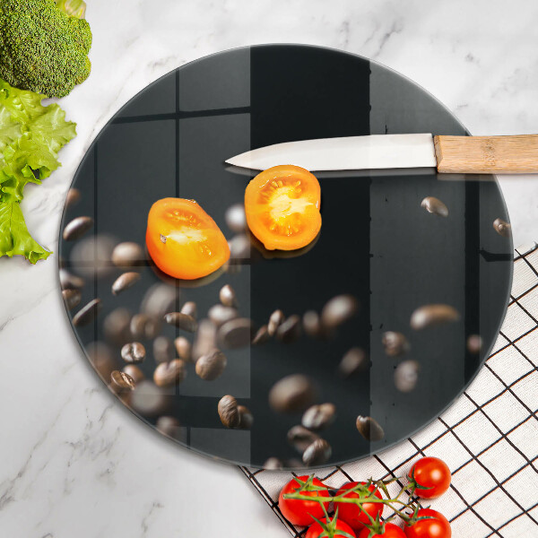 Tábua de cortar alimentos Grãos de café caindo