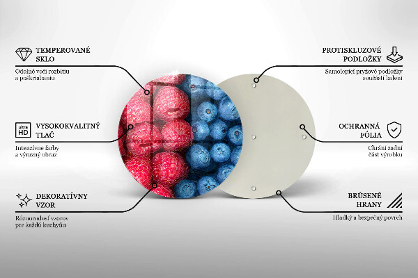 Tábua de vidro Framboesas e mirtilos