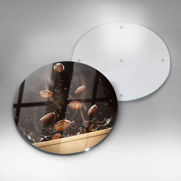 Tábua de corte de vidro Grãos de café quentes