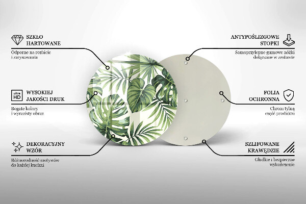 Tábua de cortar de vidro Ilustração de folhas de monstera